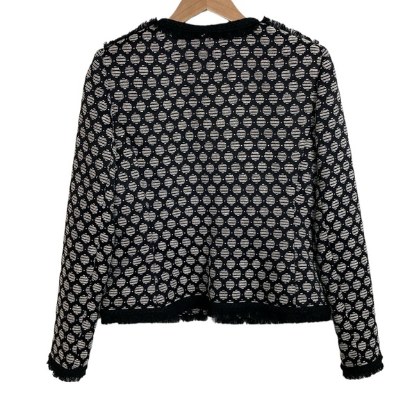 Karl Lagerfeld Black & White Fringed Short Jacket - Picture 7 of 13